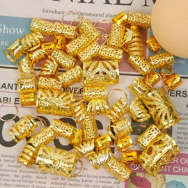 Gold Hair Jewelry Braid,85 Pcs Hair Accessory,Non-Piercing Ear Clips Accessory Braid, Metal Gold Braids Rings Cuffs Clips for Women and Men Dreadlock Accessory Jewelry Decorations