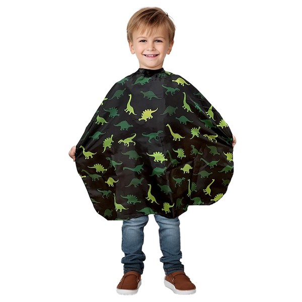 Kids Barber Cape For Boys Hair Cutting at Home, Salon or Barber Shop, Kids Hair Cutting Cape for Boys and Toddlers, Adjustable Neck with Plastic Snaps, Dinosaur