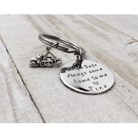 Drive Safe Keychain with Tow Truck, Always Come Home to Me, Handstamp Keychain, Truck Driver Be Safe Gift, Come Home Safe to Me