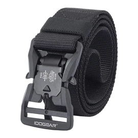IDOGEAR Tactical Belt with Magnetic Quick-Release Buckle Military Style 1.5” Nylon Belt Loop and Hook Tail Fixation (Black, Large)