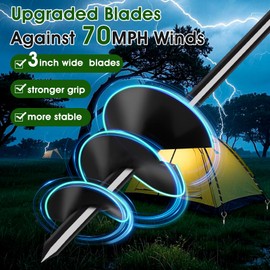 Ground Anchors 4 Pack, Heavy Duty Swing Set Anchors, Spiral Earth Anchor for Trampoline, Camping, Shed, Canopies, Metal Trampoline Anchor Resistant Strong Wind