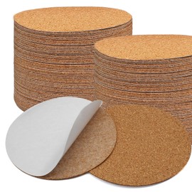 Opfiue 60 PCS 4" Self-Adhesive Cork Sheets for DIY Coasters, Round Backing Cork Tiles Mat with Strong Adhesive-Backed for DIY Crafts and Crafters