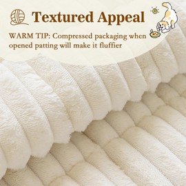 MYSKY HOME Couch Covers for 3-4 Cushion Sofa Pet Friendly, Couch Cover for Dogs, Sofa Covers for Pets Washable, Soft Non-Slip Sofa Slipcovers Furniture Protector Covers, Cream, 27.6" x 82.7"