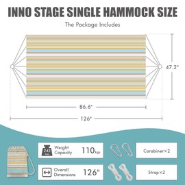 Brazilian Hammock with Tree Straps - Cotton Hammocks Portable Hammock with Carry Bag for Backyard, Porch, Outdoor and Indoor Use Yellow & Green