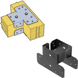 (4 Sets) – Heavy Duty 4x4 Post to Beam Connectors – Adjustable Black Powder-Coated Truss Tie – 14 Gauge Steel for Wood Pergolas, Gazebos, and Patio Structures (4 x 4 Post and Beam)