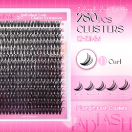 FADLASH DIY Cluster Lashes D Curl Wispy Individual Lashes DIY Eyelash Extension Natural Look Reusable Fluffy Cluster Eyelash Extensions Self Application at Home (40D-0.07D-12-18MIX)