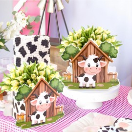 Kreatwow Cow Party Centerpices 6pcs Cow Farm Animal Party Favor Cows Flower Centerpiece Boxes Supply Farm Cattle Birthday Table Box Centerpiece Decor Farmyard Animal Barn Baby Shower Supplies