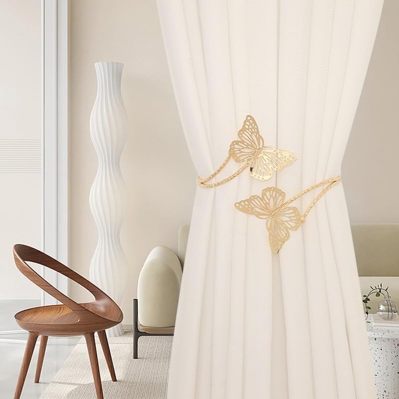 Lagnlnaoy 2pcs Metal Butterfly Curtain Tieback DTY Beautiful Curtains Tie