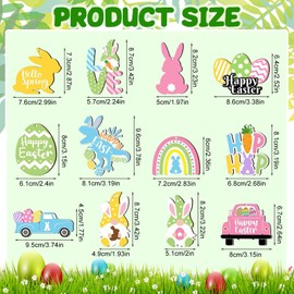 WEINIBAO Wooden Easter Pendants, Pack of 24 Wooden Easter Pendants, Easter Bunny Pendants, Easter Wooden Pendants, Easter Decoration for Hanging, for Easter, Spring Party Decoration