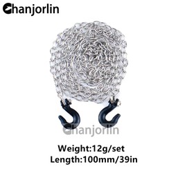 chanjorlin 1/10 RC Crawler Car Mini Simulation Metal Trailer Chain with Tow Hook Accessories for 1:10 Scale Rock Crawler Truck Car Traxxas TRX4 SCX10 RXB10 Redat Axial RC4WD Tamiya TF2 Gen8 (Black)