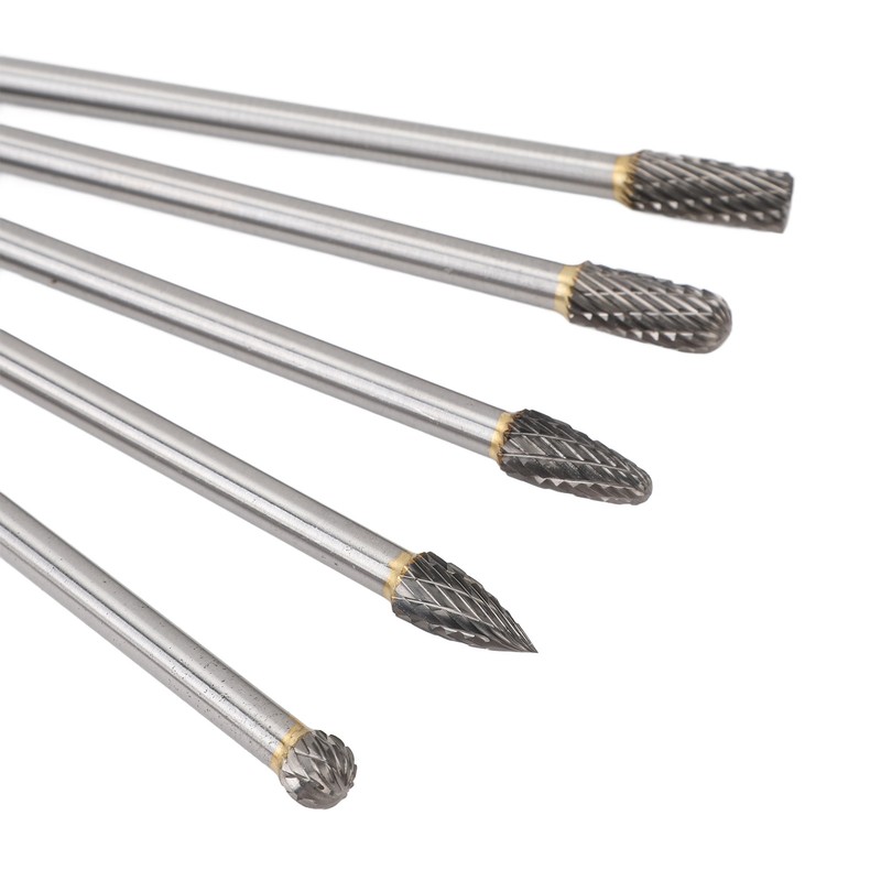 5pcs Rotary Tool Carbide Burr Set 150mm Double Grain Long