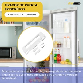 CHEFZOCO Fridge Door Handle Universal Fridge Handle + 2 Protective Plates No Screws Screw Distance 9.5 to 17cm Suitable for All Brands