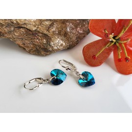 Schöner-SD 925 Silver Pendant Earrings Heart Crystal 10 mm Women Girls, Sterling Silver