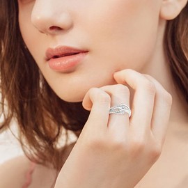 ChenYuTe 925 Sterling Silver Simple Elegant Personality Women's Ring Daily Party Wedding Wear Colourful Square Crystal Cubic Zirconia / Stackable Vintage Ring Size 6-9, 8, Non-precious metal, Cubic