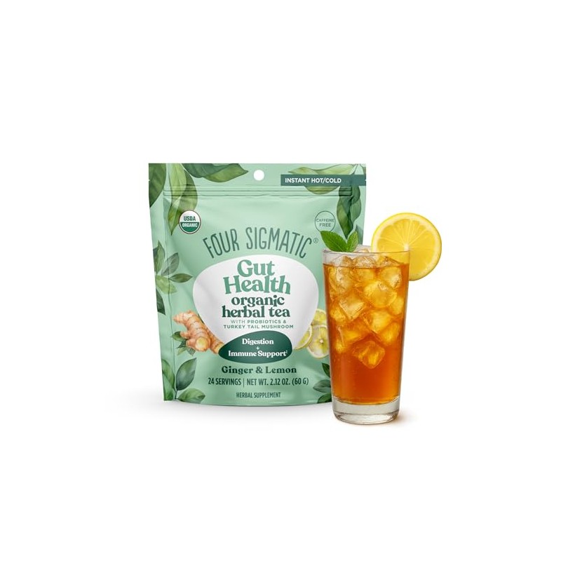 Four Sigmatic Gut Health Organic Herbal Tea | Organic Lemon
