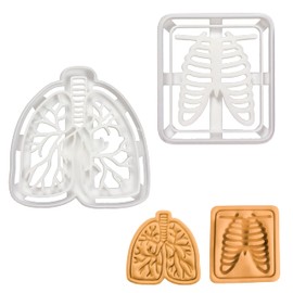 Set of 2 Respiratory Themed Cookie Cutters (Designs: Lungs and Chest X-Ray), 2 Pieces - Bakerlogy