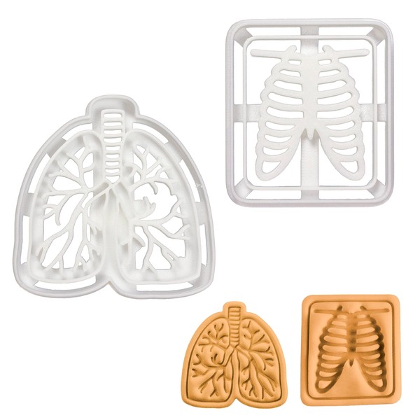 Set of 2 Respiratory Themed Cookie Cutters (Designs: Lungs and