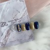 [Handmade Nail Tips] Gold Glitter Navy Stone Nails / [수제네일팁]