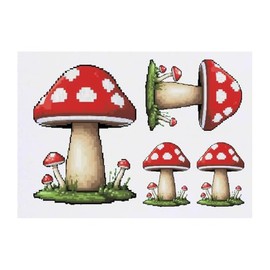 Azeeda 4 x 'Fliegenpilz-Kappe' Temporäre Tattoos - Wasserfest, Hautfreundlich & Ungiftig · Transfers in Verschiedenen Größen (TO00077692)