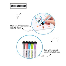 Dry Erase Calendar White Board-Set of 2 Magnetic White&Black Monthly Calendar for Refrigerator Whiteboard with Thickened Magnet Include Five Fine Point Markers