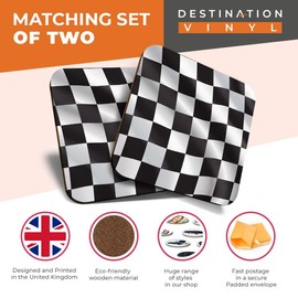 2 x MDF Glossy Top Coasters Square - Checkered Flag Race Car Bike 12710