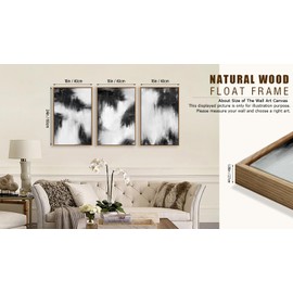 NINEASO Abstract Framed Canvas Wall Art - Black and White Pictures Abstract Wall Decor Contemporary Minimalist Painting Print Artwork for Living Room Bedroom Home Office Decorations 16x24in*3 Natural