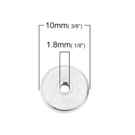 exceptionalbeauty 10 Solid Stainless Steel Metal 10mm Flat Round Heishi Rondelle Disc Spacer Beads