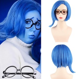 COSPLAZA Short Mixed Blue Wig Emotion Character Play Fancy Dress Costume Accessory Blue Wig
