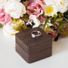 muchly Wooden Double Ring box，Rustic Ring Case,Solid Wood Square Jewelry