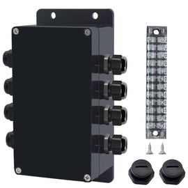 Otdorpatio Project BoxI P67 Outdoor Waterproof box Electronic Junction Box with 15A 600V 12P Barrier Terminal 4IN/4Out Electrical Boxes 6.2x3.5x2.4 inch