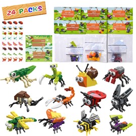 Recailly 24 Pack Valentines Day Gifts for Kids School animal buildings Blocks With Valentines Cards, Valentines for Kids Class, Classroom Prize Exchange Greeting Cards Boys Girls Party Favors