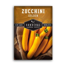 SURVIVAL GARDEN SEEDS Survival Garden Seeds - Golden Zucchini Seeds for Planting - Packet with Instructions to Plant & Grow Yellow Zucchini Vegetables in Your Home Vegetable Garden - Non-GMO Heirloom Variety Plant Seed