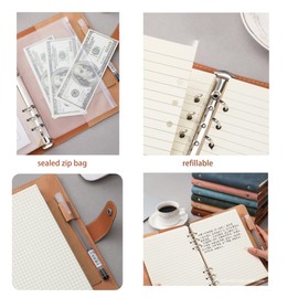 Weforu 2025 A5 Planner, Binder 6 Ring Binder Notebook - Refillable Notebook A5 Planner Binder with Pockets, A5 Dividers, A5 Refill Paper, PU Leather Travel Journal Cover Binder Notebook Brown