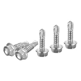 DTGN #14x1" Hex Washer Head Self Drilling Screws - 100Pack - Good for Machine - 410 Stainless Steel - Self Tapping Sheet Metal Screws