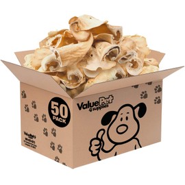 ValueBull Premium Cow Ears, 50 Count - All Natural Dog Treats, 100% Angus Beef, Single Ingredient Rawhide Alternative, Cleans Teeth & Gums