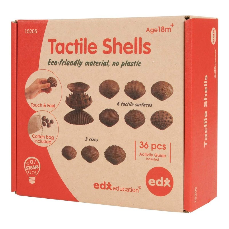 edxeducation Tactile Shells - Eco-Friendly - 36 Pieces, 6 Textures,
