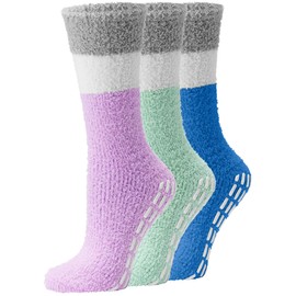 Debra Weitzner Fuzzy Socks for Womens and Men Non-Slip Plush Slipper Socks Microfiber Soft With Grippers 3 Pairs