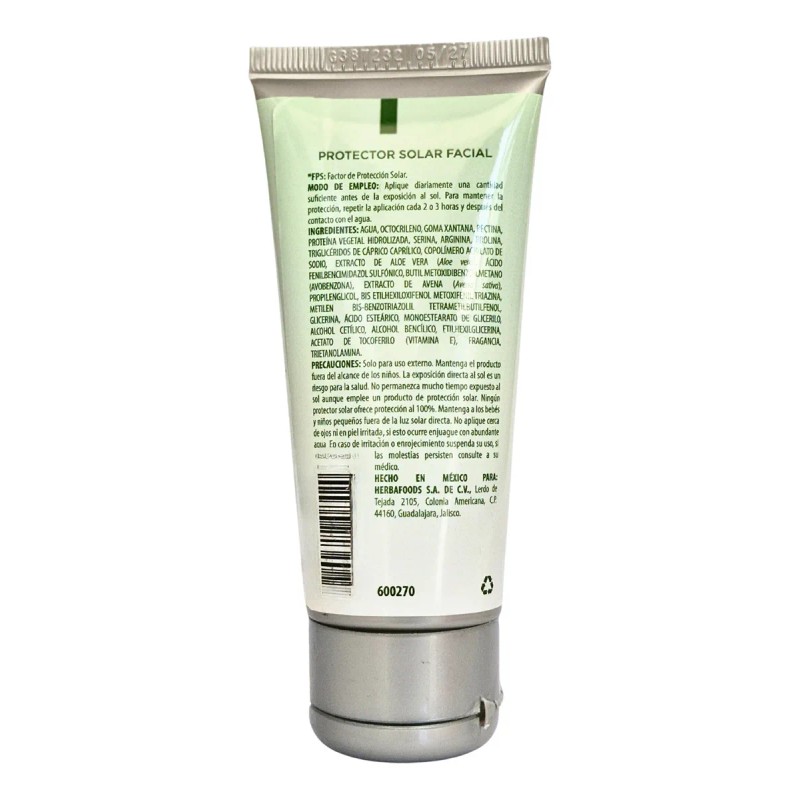 Protector Solar Facial Áloe Vera Avena Vitamina Blen