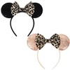 2 Pcs Mouse Ears Headbands, Shiny Bow Glitter Mouse Ears