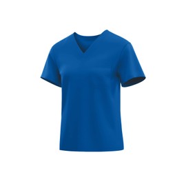 Women's V-Neck Scrub Tops - Stretchy Nursing Uniform Top with Pockets, Wrinkle Resistant & Breathable, Machine Washable (Royal Blue - M)