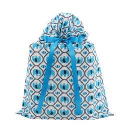VZWraps Elephants Reusable Fabric Gift Bag for Baby Shower, Child’s Birthday, or Any Occasion (Large 20 Inches Wide by 27 Inches High, Turquoise Blue)