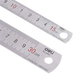 Stainless Steel Straight Ruler 11.8 inches (300 mm) (Large) x 1, 5.9 inches (150 mm) (Small) x 1, Set of 2 with Millimeters and Inches Exchange Chart