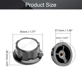 Fielect Silver Tone Top Potentiometer Volume Control Rotary Knobs 6mm Shaft Hole for Audio Device MF-A05, 1Pcs