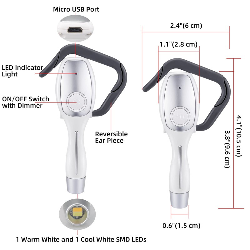 HONGUT Ear-Wearing Reading Light, Reading Lights for Books, USB Book