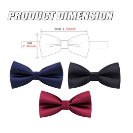 haoyuan Men's Bow Tie - Classic Pre-Tied Bow Tie, Adjustable Satin Tux Bowtie, Solid Colour Bowtie, Formal Neck Bowtie for Wedding, Parties (Black, One Size)