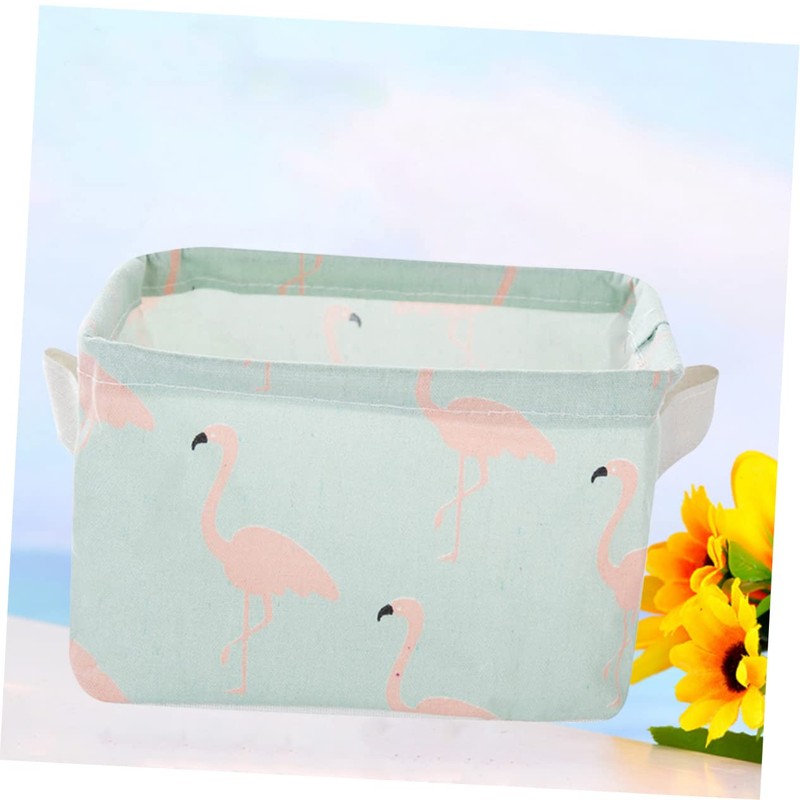 LABRIMP Flamingo Fabric Storage Bins with Handles Foldable Organizer for