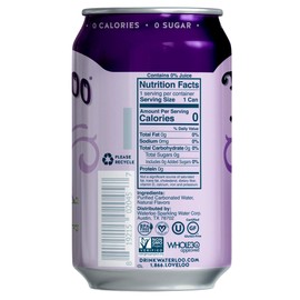 Waterloo Sparkling Water, Grape Naturally Flavored, Pack of 24, 12 Fl Oz Cans | Zero Calories | Zero Sugar or Artificial Sweeteners | Zero Sodium