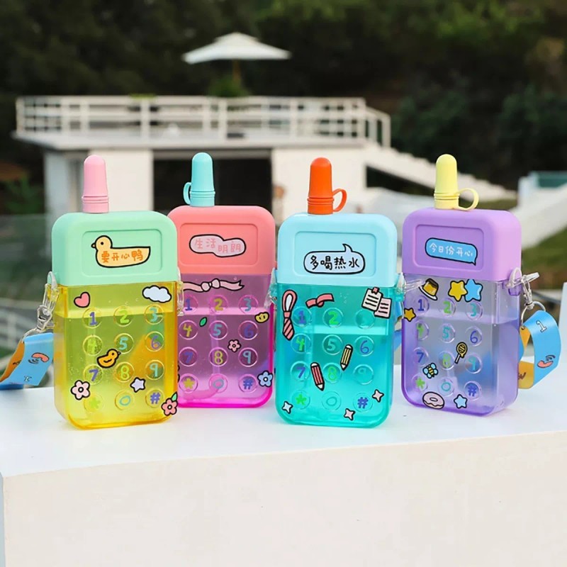 24x7 Cantimplora Botella De Agua Portatil Con Correa Kawaii
