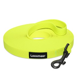 Looxmeer Recall Lead For Dogs, Robust Training Lead with Storage Bag, Hand Strap and D Ring Lobster Clasp, 3 m / 5 m / 10 m / 15 m / 20 m / 25 m / 30 m, Black and Neon Yellow