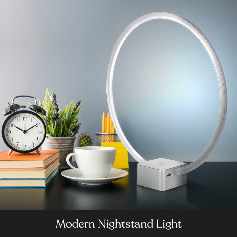 Brightech Circle - LED Modern Bedroom Nightstand Lamp - Super